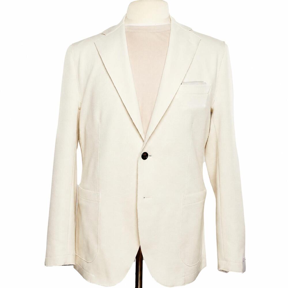 NEW ELEVENTY men's cotton stretch laser cut sport jacket in cream
